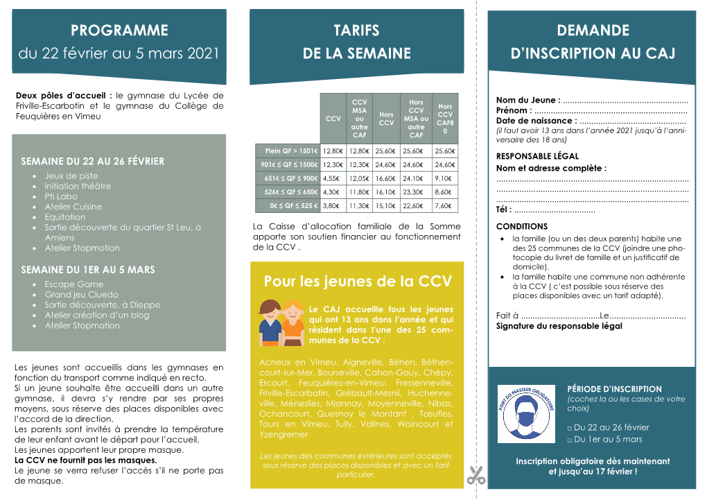 PROGRAMME Du 22 Février Au 5 Mars 2021 TARIFS DE LA SEMAINE