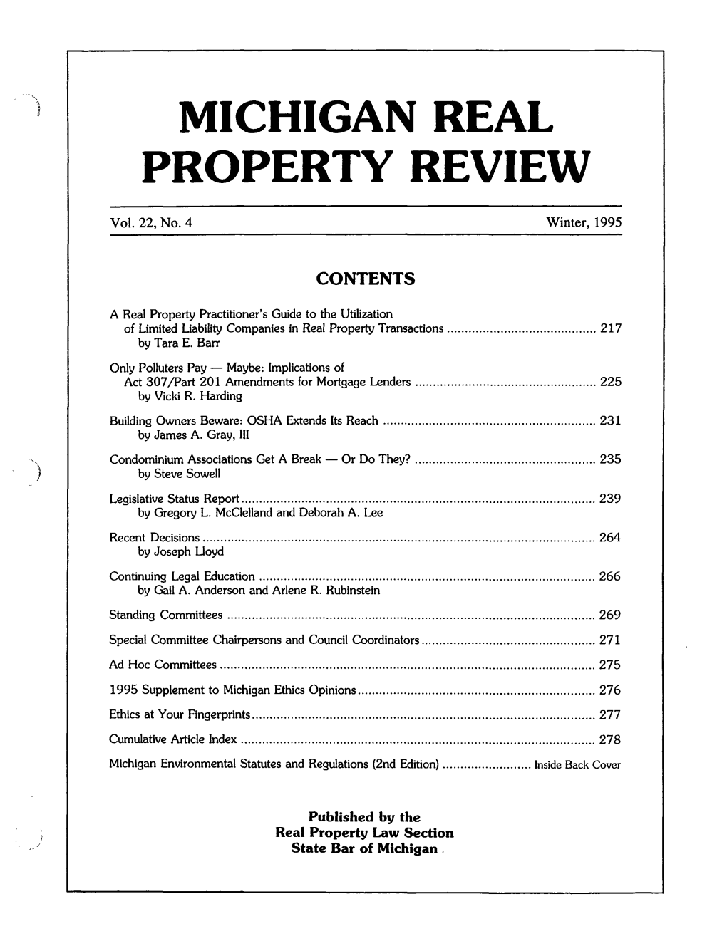 Real Property Law Section of the State Bar of Michigan