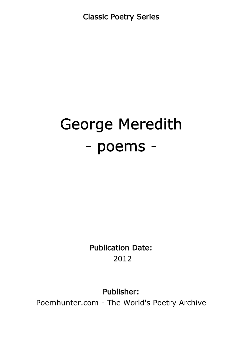 George Meredith - Poems