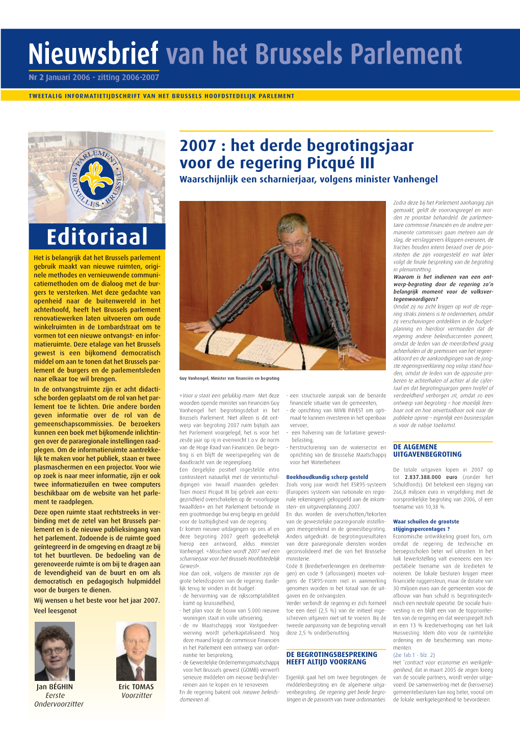 Nieuwsbrief Van Het Brussels Parlement Nr 2 Januari 2006 - Zitting 2006-2007