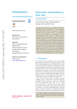 Observation and Modeling of Solar Jets