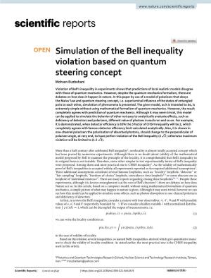 Simulation of the Bell Inequality Violation Based on Quantum Steering Concept Mohsen Ruzbehani