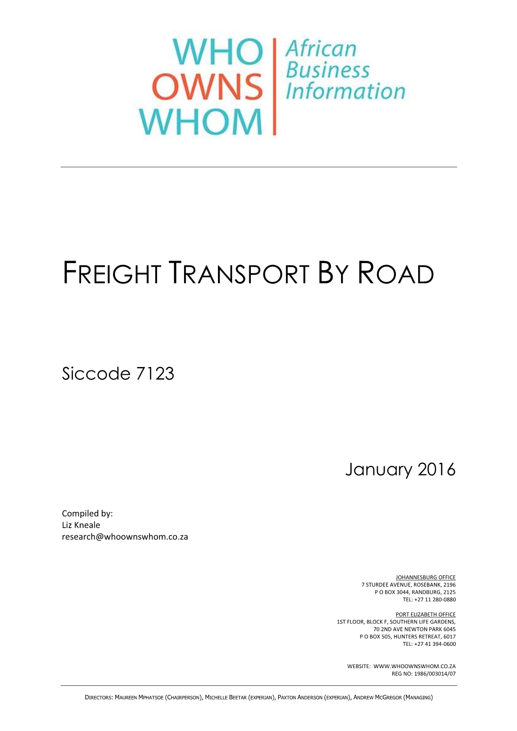 Freight Transport by Road
