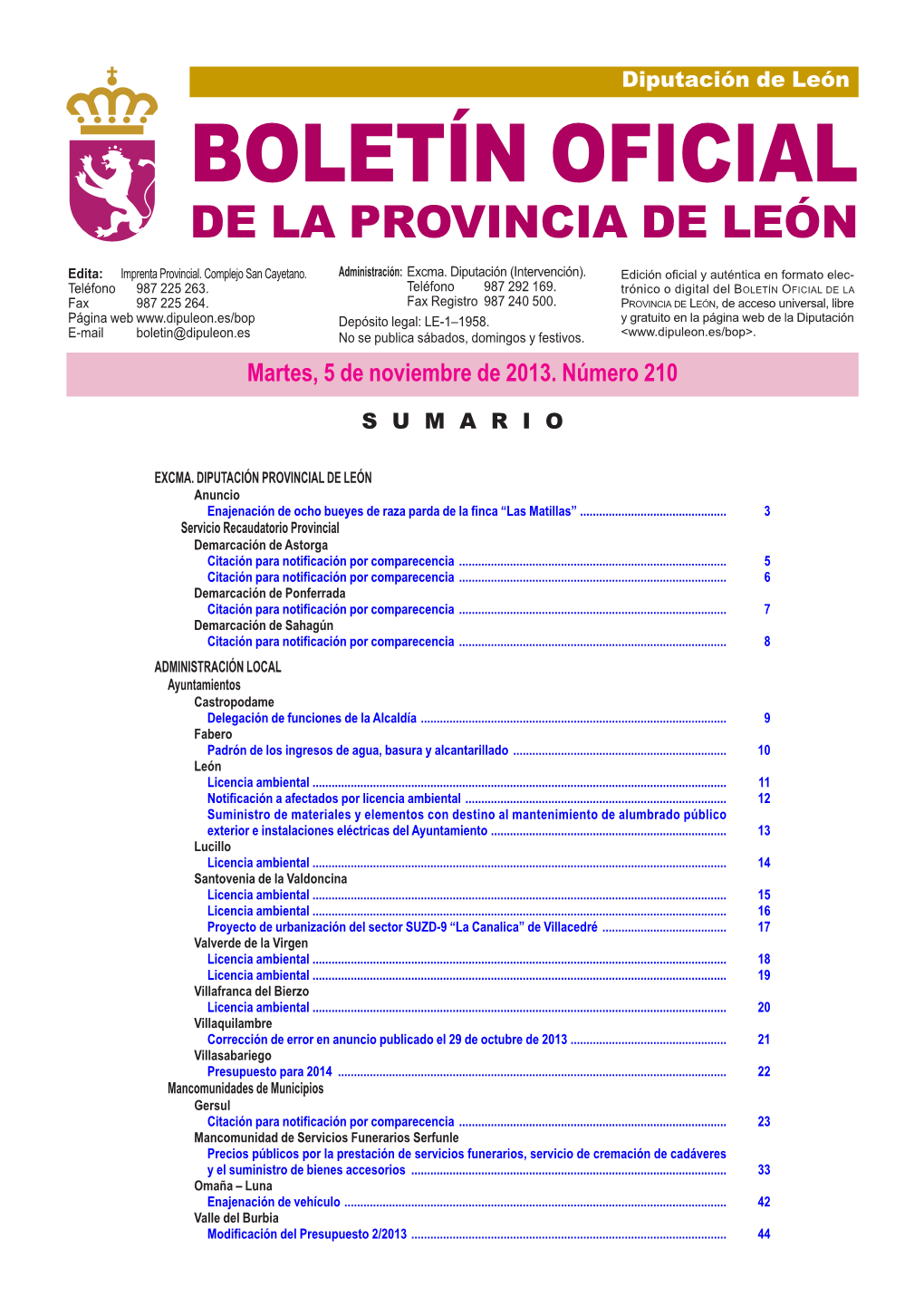 Boletín Oficial De La Provincia De León