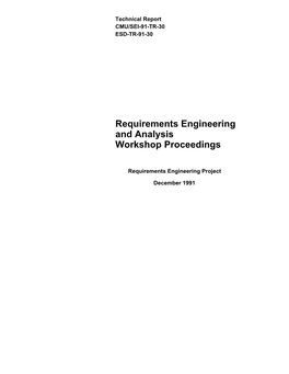 Requirements Engineering and Analysis Workshop Proceedings