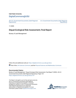 Diquat Ecological Risk Assessment, Final Report