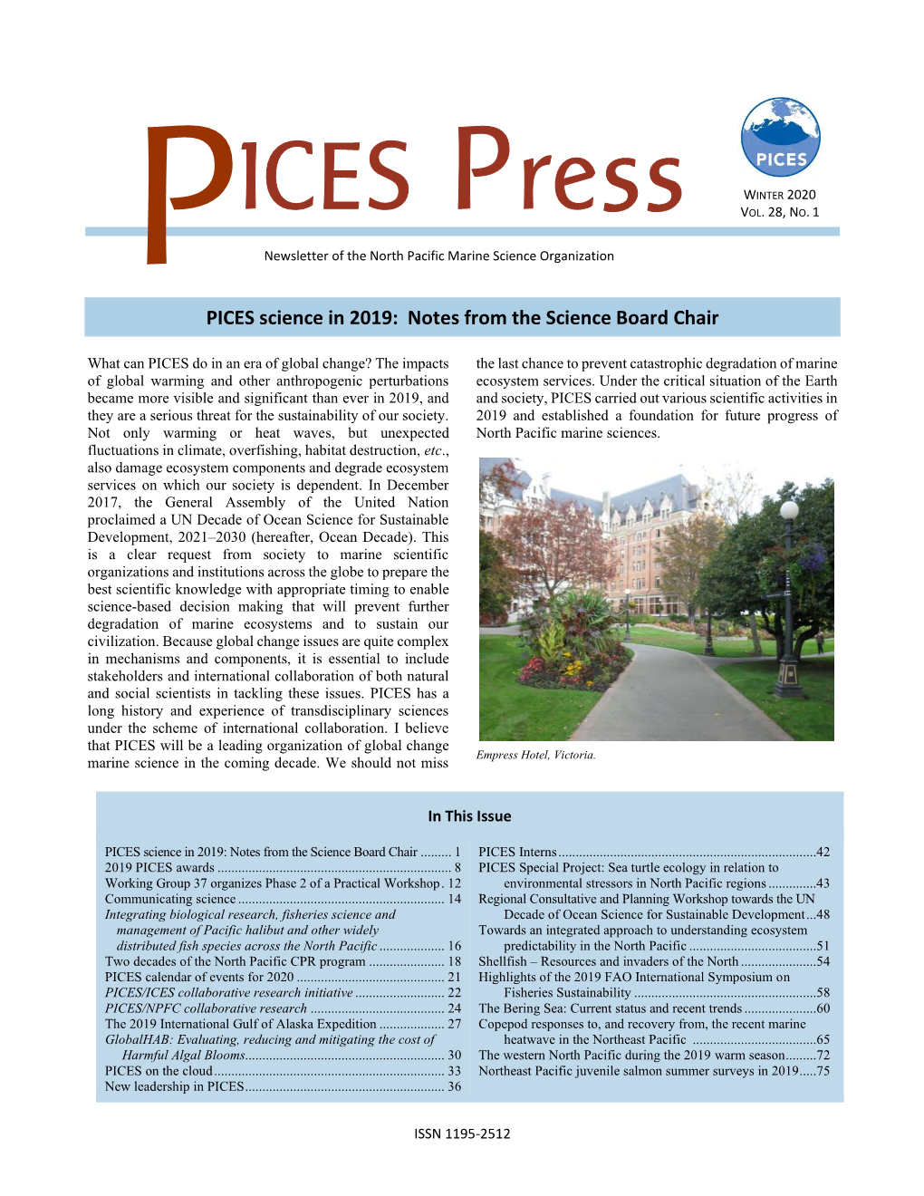 PICES Science in 2019: Notes from the Science Board Chair