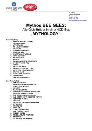 Mythos BEE GEES: Alle Gibb-Brüder in Einer 4CD-Box „MYTHOLOGY“