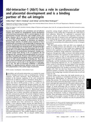 Has a Role in Cardiovascular and Placental Development and Is a Binding Partner of the Α4 Integrin