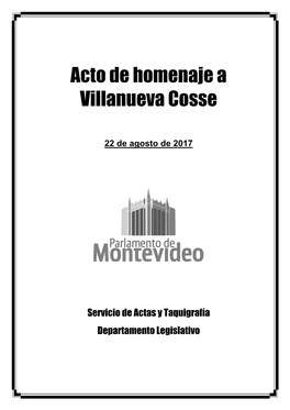 Acto De Homenaje a Villanueva Cosse