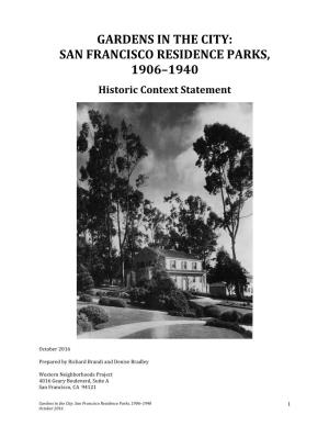 Residence Parks in San Francisco, 1906-1940
