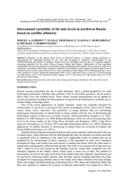 Interannual Variability of the Lake Levels in Northwest Russia Based on Satellite Altimetry