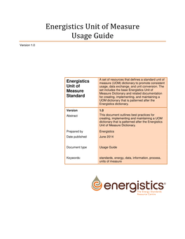 Energistics Unit of Measure Usage Guide