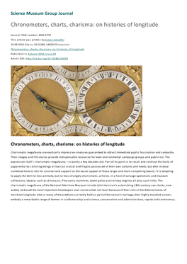 Chronometers, Charts, Charisma: on Histories of Longitude