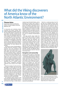 What Did the Viking Discoverers of America Know of the North Atlantic Environment?