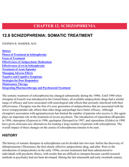 12.8 Schizophrenia: Somatic Treatment