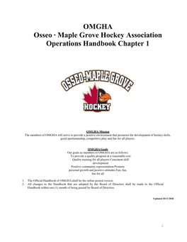 Osseo ∙ Maple Grove Hockey Association Operations Handbook Chapter 1
