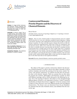 Controversial Elements: Priority Disputes and the Discovery of Citation: H