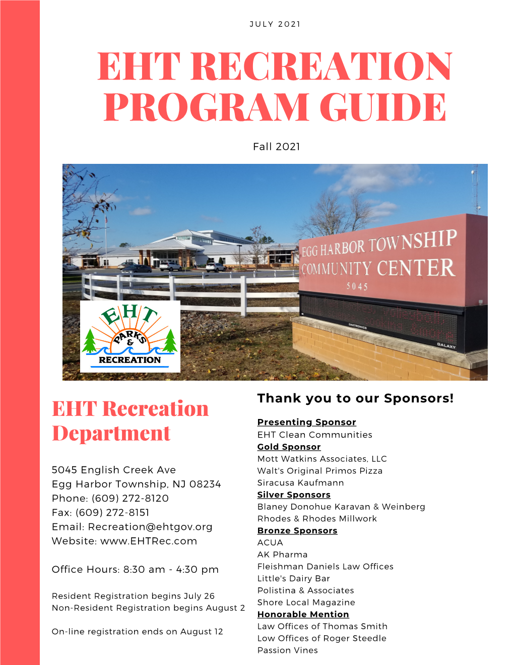 EHT RECREATION PROGRAM GUIDE Fall 2021