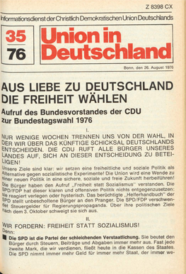 UID 1976 Nr. 35, Union in Deutschland