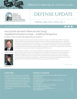 Expedited Civil Actions in Iowa – a Defense Perspective by Stephen E