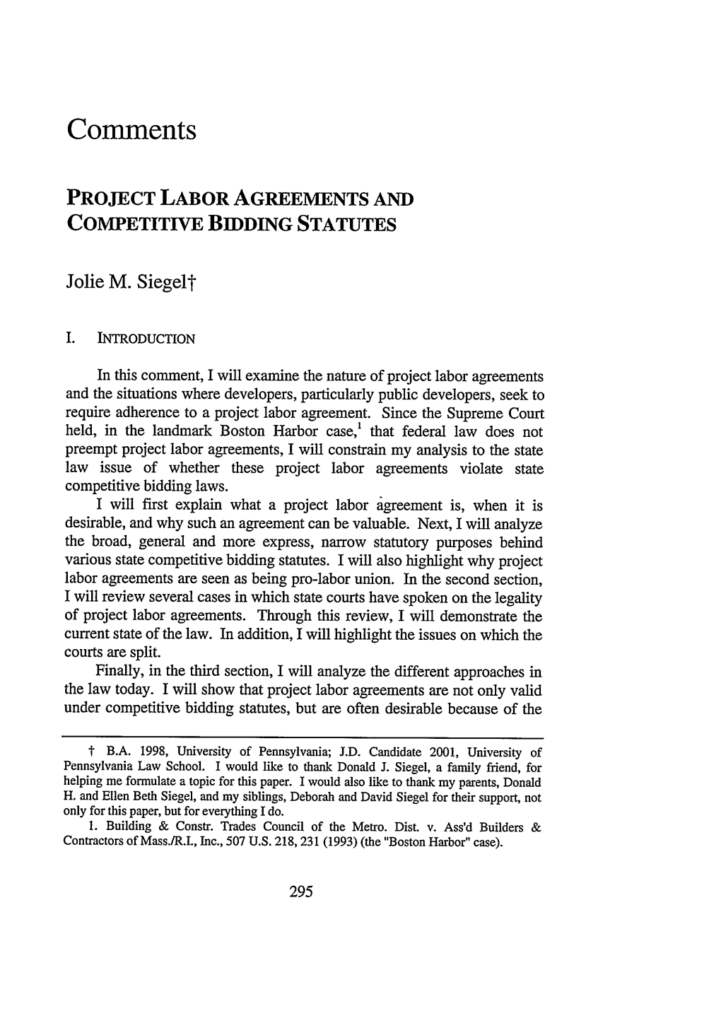 Project Labor Agreements and Competitive Bidding Statutes