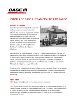 História De Case Ih Tradición De Liderazgo