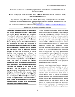 Γd-Crystallin Aggregation Precursor 1 an Internal Disulfide Locks A