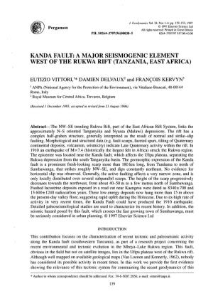 Kanda Fault: a Major Seismogenic Element West of the Rukwa Rift (Tanzania, East Africa)