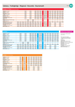 Salisbury • Fordingbridge • Ringwood • Boscombe • Bournemouth Route X3