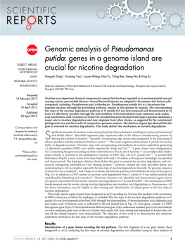 Genomic Analysis of Pseudomonas Putida