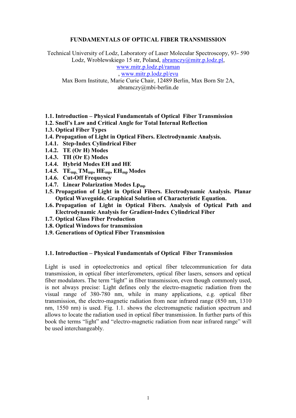 Introduction to Optical Fibers