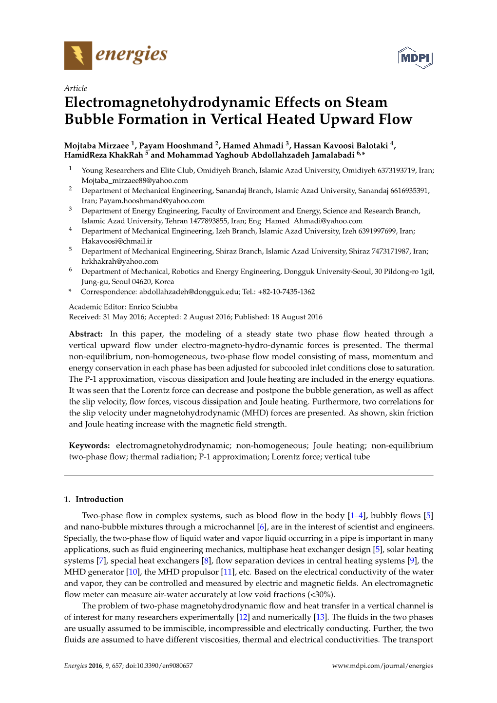 Electromagnetohydrodynamic Effects on Steam Bubble Formation in Vertical Heated Upward Flow