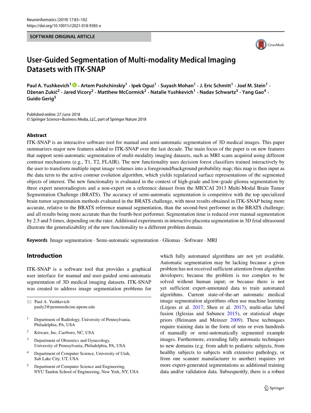 User-Guided Segmentation of Multi-Modality Medical Imaging Datasets with ITK-SNAP