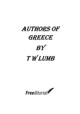 Authors of Greece by Tw Lumb