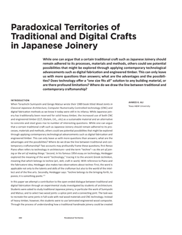 Paradoxical Territories of Traditional and Digital Crafts in Japanese Joinery