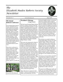 The Elizabeth Madox Roberts Society Newsletter