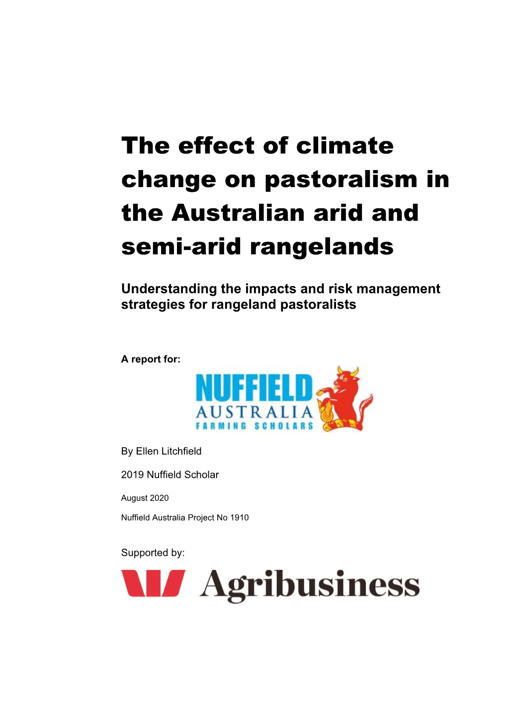 The Effect of Climate Change on Pastoralism in the Australian Arid and Semi-Arid Rangelands