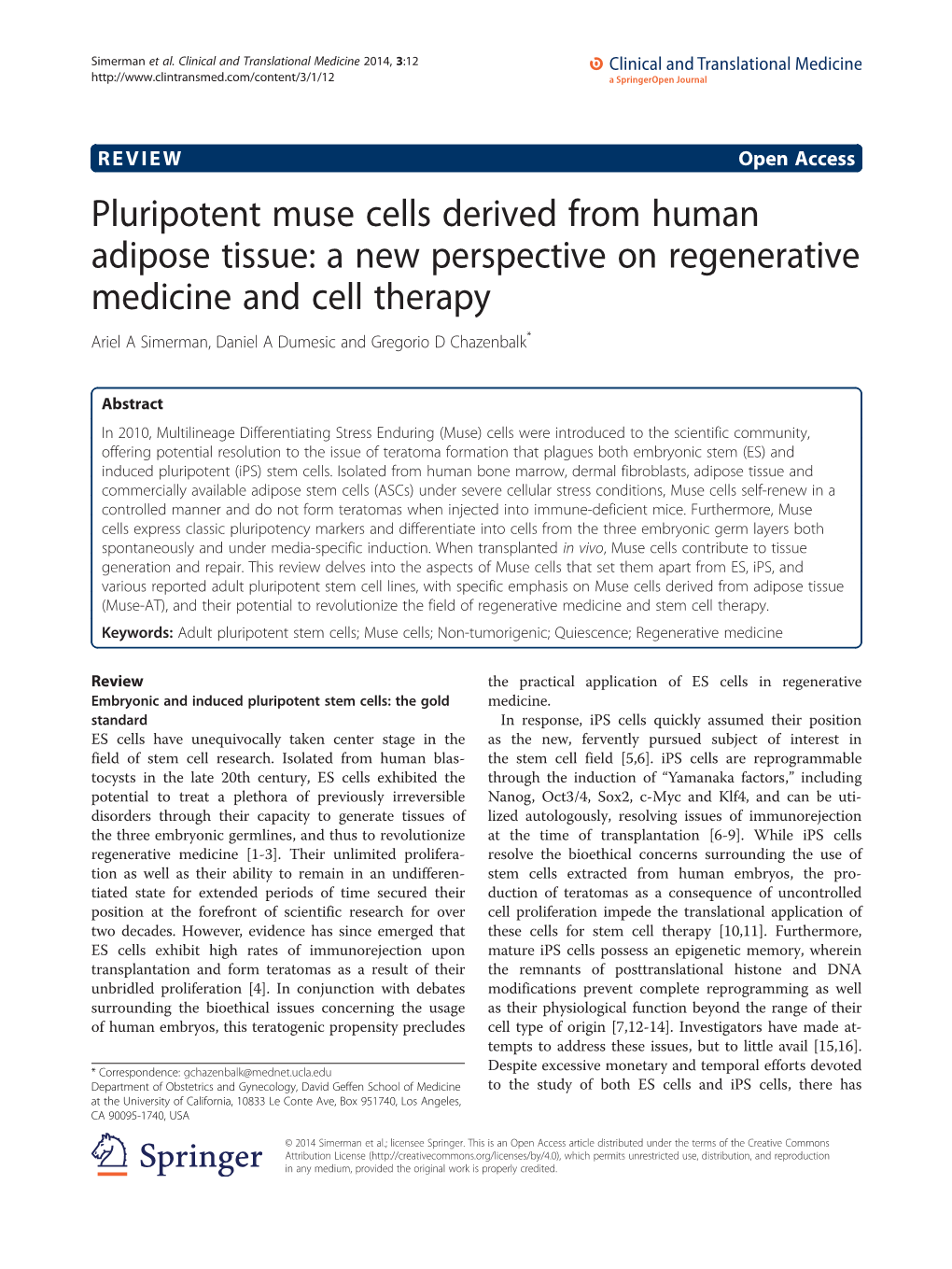 Pluripotent Muse Cells Derived from Human Adipose Tissue