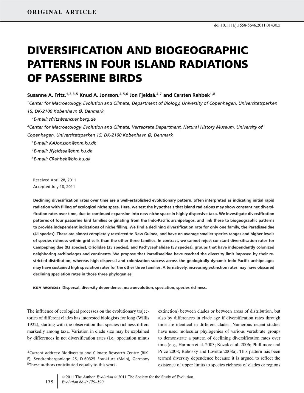 Diversification and Biogeographic Patterns in Four Island Radiations of Passerine Birds