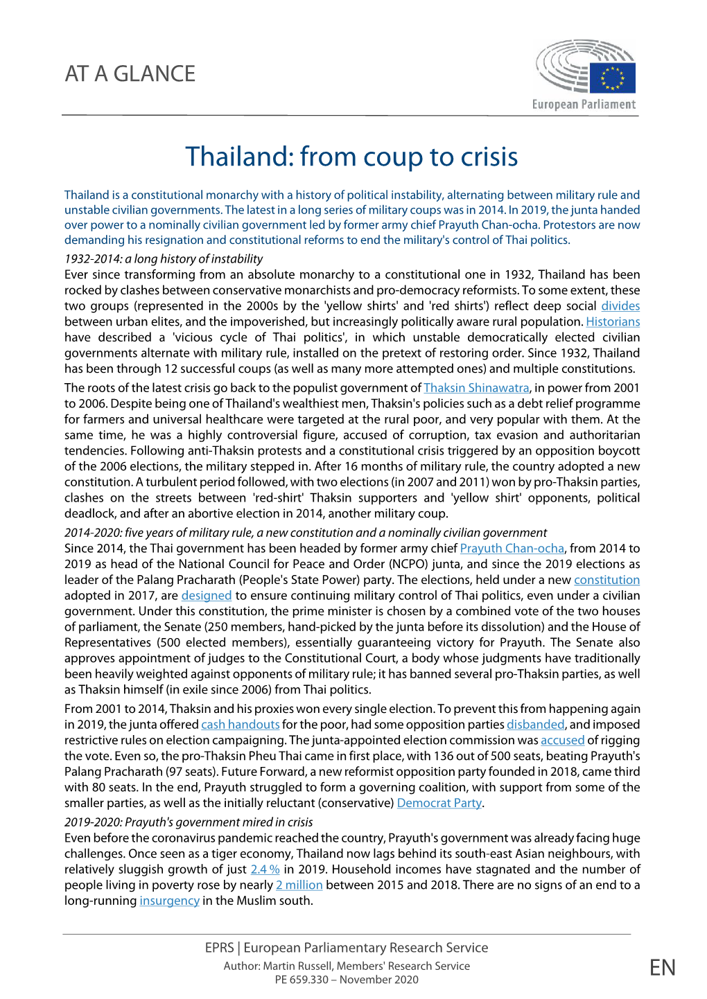 Thailand: from Coup to Crisis