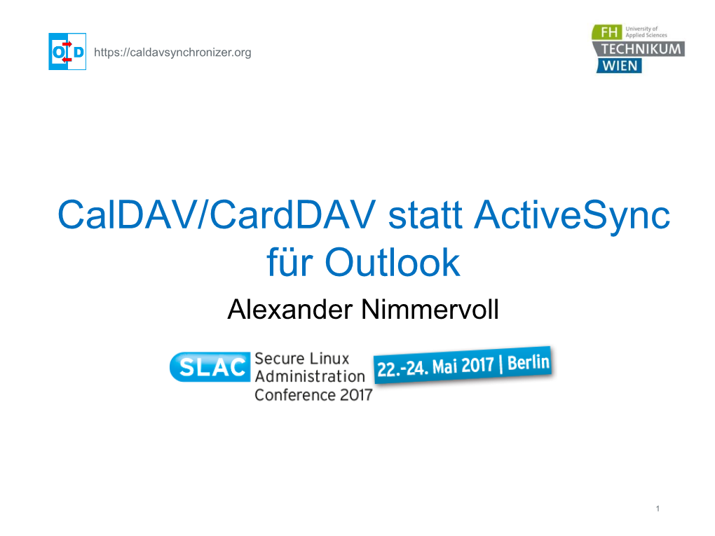 Caldav/Carddav Statt Activesync Für Outlook Alexander Nimmervoll