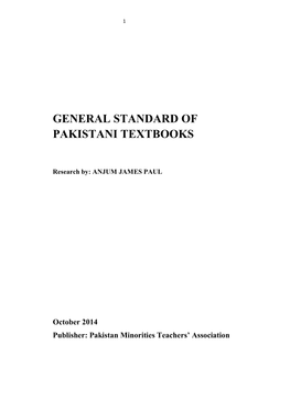 General Standard of Pakistani Textbooks