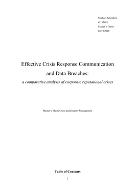 Effective Crisis Response Communication and Data Breaches: a Comparative Analysis of Corporate Reputational Crises