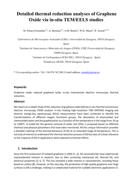 Detailed Thermal Reduction Analyses of Graphene Oxide Via In-Situ TEM/EELS Studies