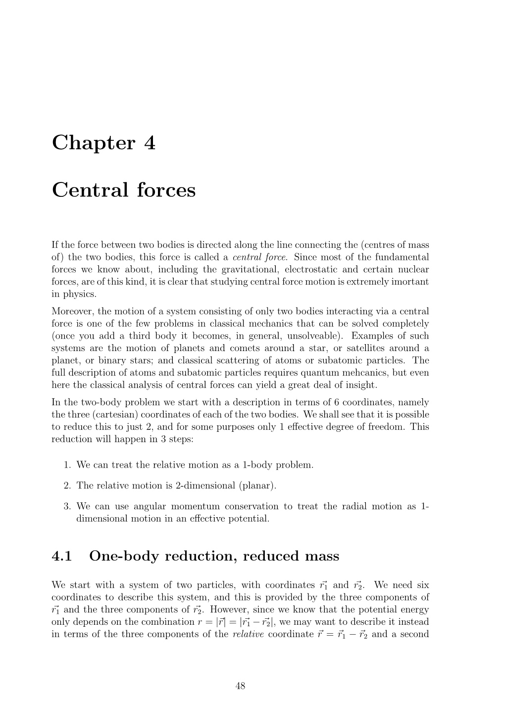 Chapter 4 Central Forces