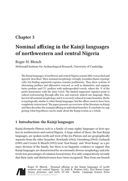 Nominal Affixing in the Kainji Languages of Northwestern and Central Nigeria Roger M