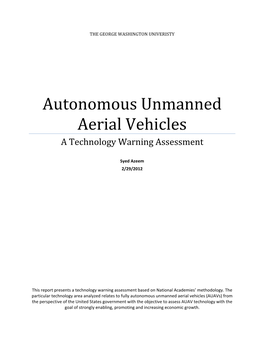 Autonomous Unmanned Aerial Vehicles a Technology Warning Assessment
