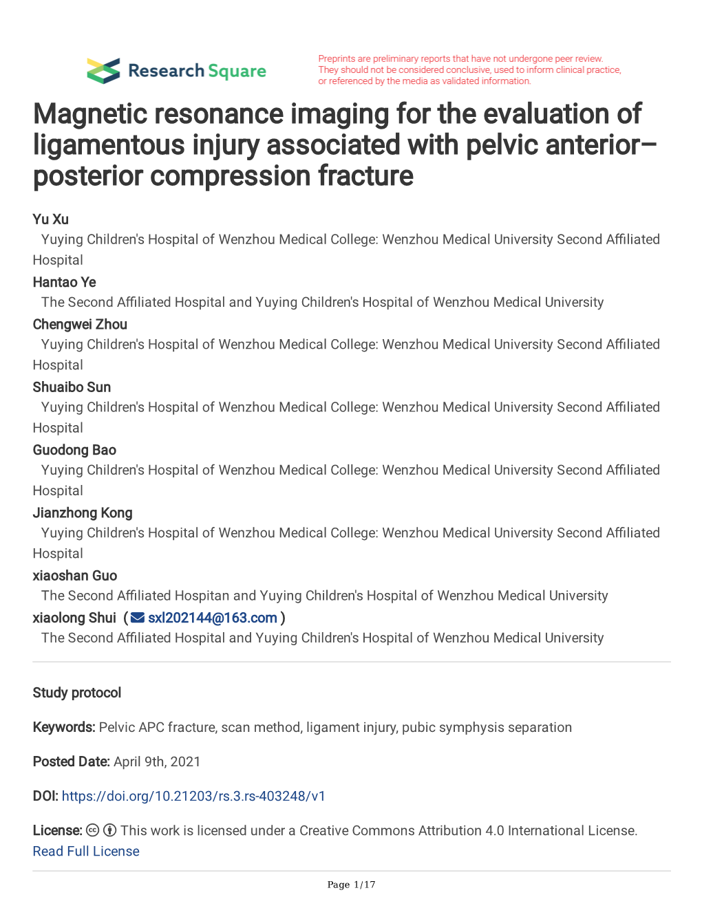 Magnetic Resonance Imaging for the Evaluation of Ligamentous Injury Associated with Pelvic Anterior– Posterior Compression Fracture