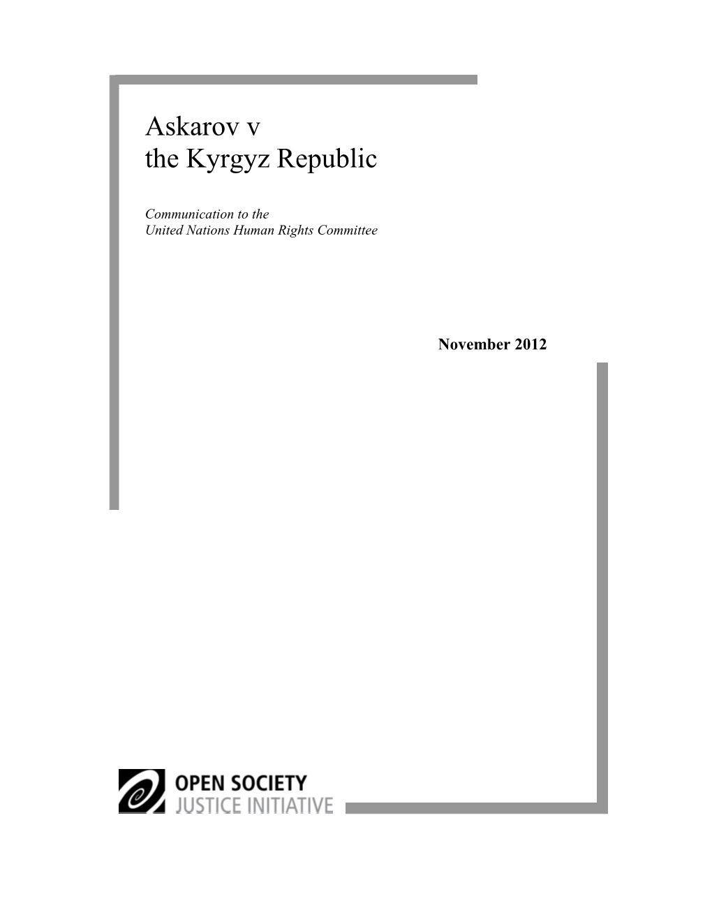 Askarov V the Kyrgyz Republic